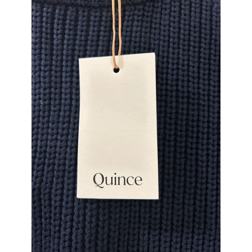 (Sold)Quince Knit Sweater  Cotton Chunky Knit Size Large Womens NWT Navy Blue - Picture 8 of 10